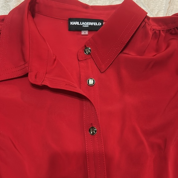 Karl Lagerfeld Red Buttoned Dress size 8 NWT - Picture 8 of 8